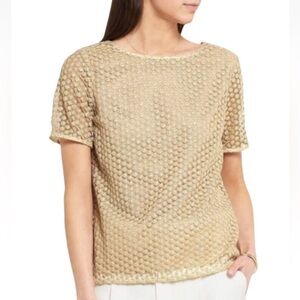 Diane Von Furstenburg Brylee Gold Shimmer Tee Top